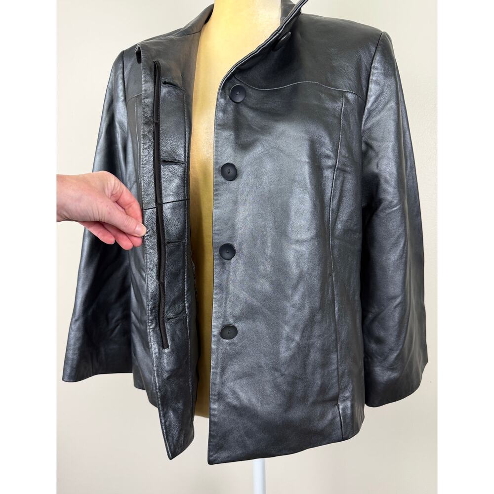 Pendleton Metallic Leather Button Down Jacket Bla… - image 6